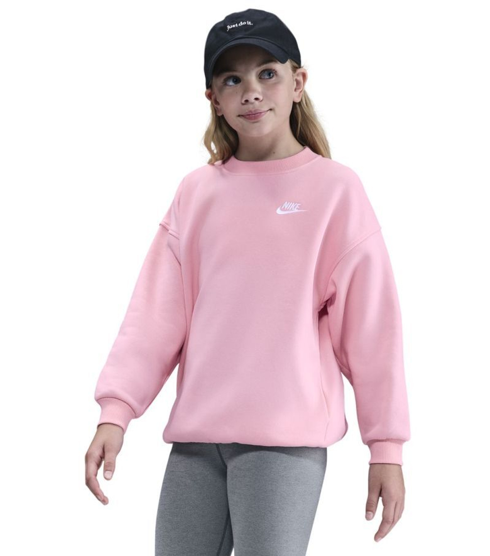 Кофта для девочки теннисная Nike Kids Sportswear Club Fleece Oversized - medium soft pink/white