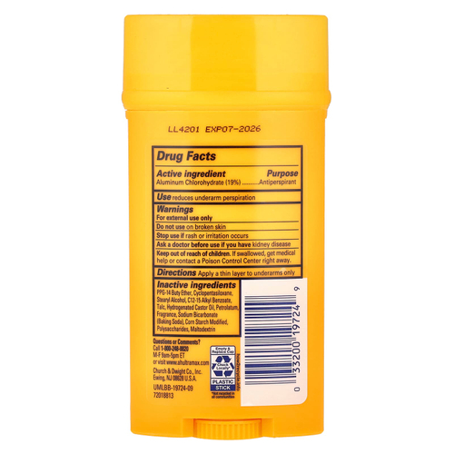 Arm & Hammer, UltraMax™, твёрдый дезодорант-антиперспирант, свежий аромат, 73 г (2,6 унции)
