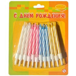 Свечи-мини 2-х цветные с держателями 6см 24шт