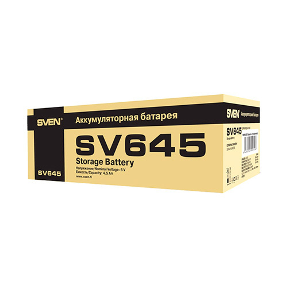 Батарея SVEN SV 645 (6V 4.5Ah), напряжение 6В, емкость 4.5А*ч