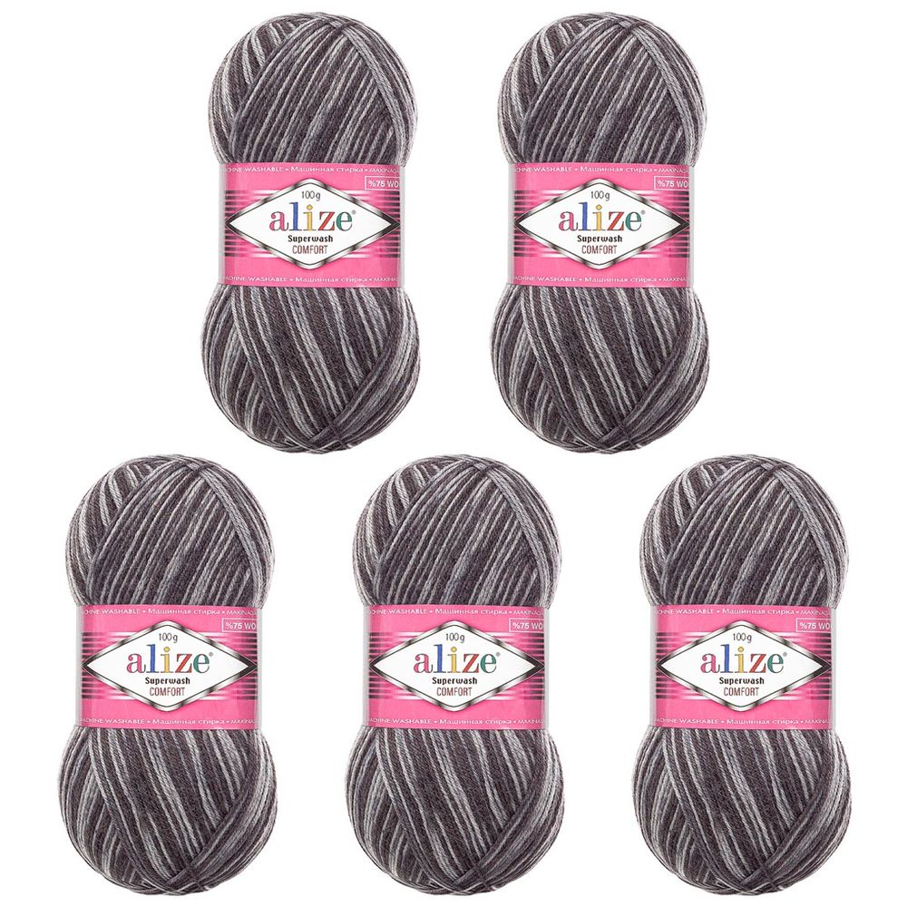 Пряжа Alize (Ализе) Superwash Comfort Socks / уп.5 мот. по 100 г, 420м, 7676 А