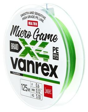 Леска плетёная LJ Vanrex MICRO GAME х4 BRAID Fluo Green 125 м, 0,12 мм