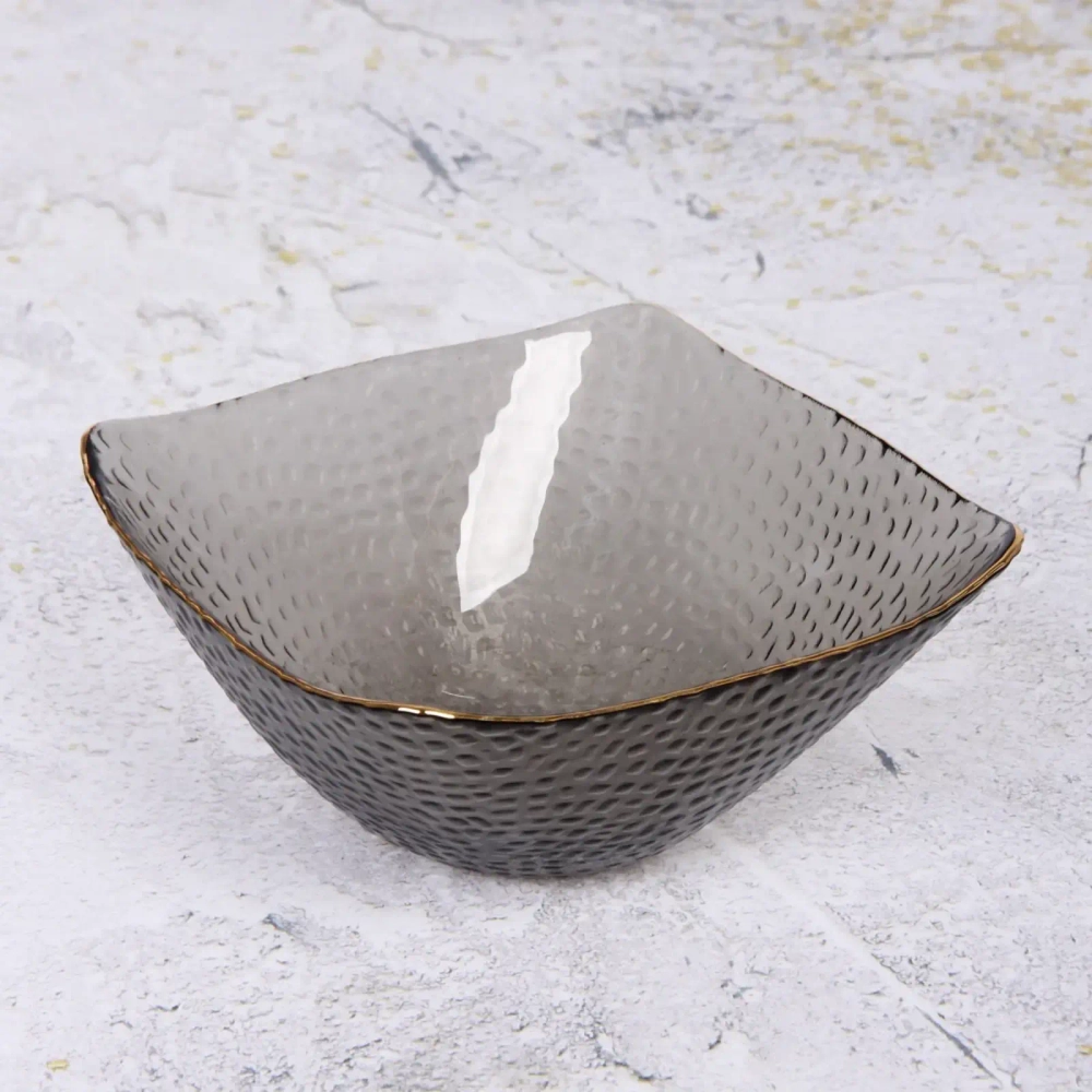 Салатник стеклянный «ICE CRYSTAL» 14*6,5см графит
