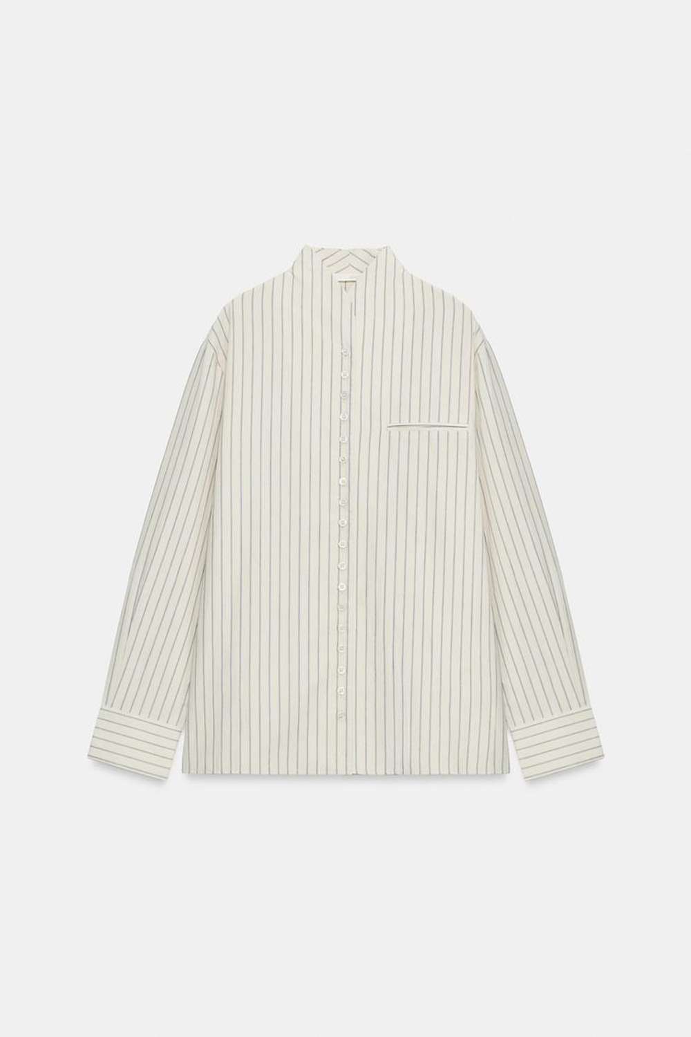 ZARA РУБАШКА В ПОЛОСКУ ZW COLLECTION, ЭКРЮ/СЕРЫЙ