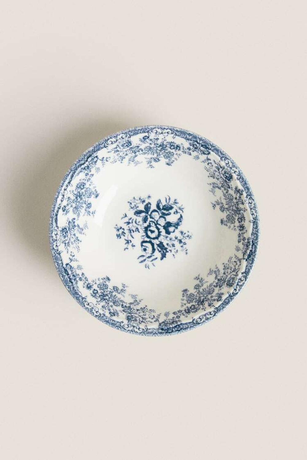 ZARA HOME ЦВЕТОЧНАЯ ФАЯНСОВАЯ ПИАЛА, СИНИЙ