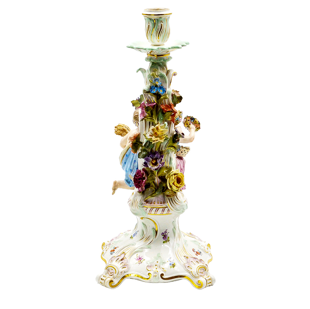 Пара подсвечников. Времена года. Meissen (Мейсен). Фарфор. Германия. XIX в.