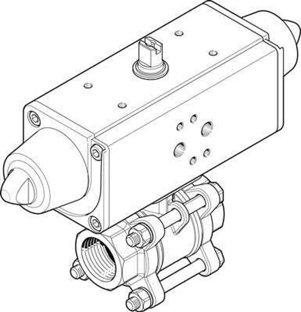 VZBA-3/8"-GG-63-T-22-F0304-V4V4T-PS15-R- Шаровой кран с приводом