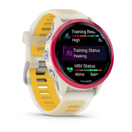 Garmin Forerunner 570 42 мм — малиновый корпус, ремешок слоновая кость/манго