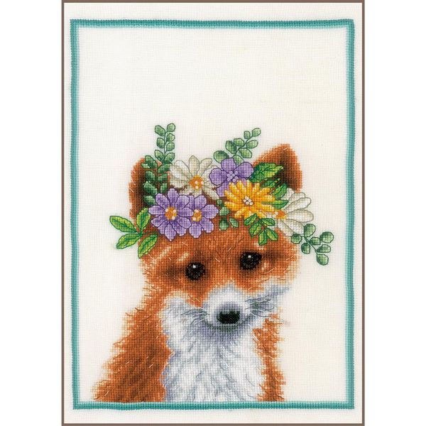 Набор для вышивания нитками Lanarte Flower crown fox