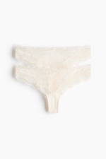 Кружевные трусы Brazilian, 2 шт. — Кремовый — H&M 1342490