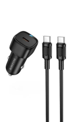 Автомобильное заряд. устр. Borofone BZ34A 1C с кабелем Type-C на Type-C 20W черное