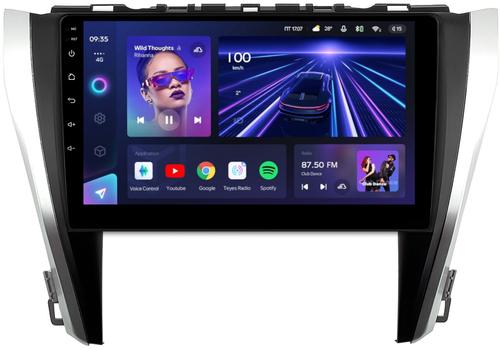 Магнитола для Toyota Camry 55 2014-2018 (рамка серебристо-черная) - Teyes CC3 Android 10, Быстрая, CarPlay, SIM-слот