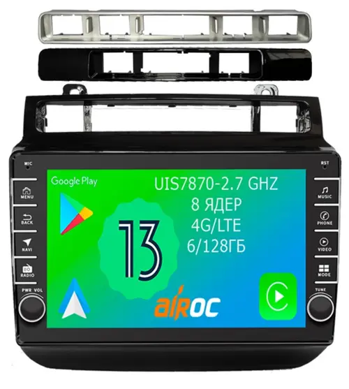 Магнитола для VW Touareg 2010-2018 (RCD550) - Airoc AB-3712 (кнопки и крутилки), Android 13, Быстрая, SIM-слот, CarPlay