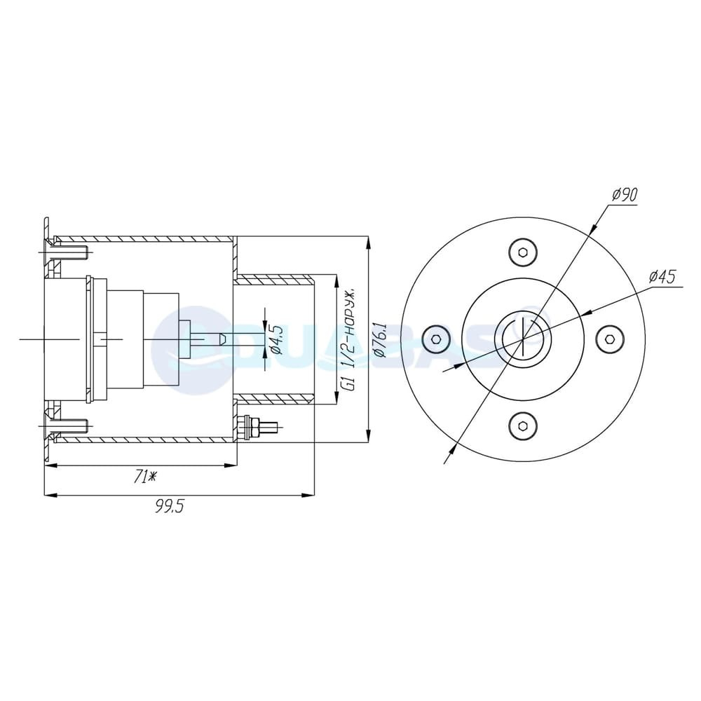 АД.01.2 Адаптер под пневмокнопку PoolStar