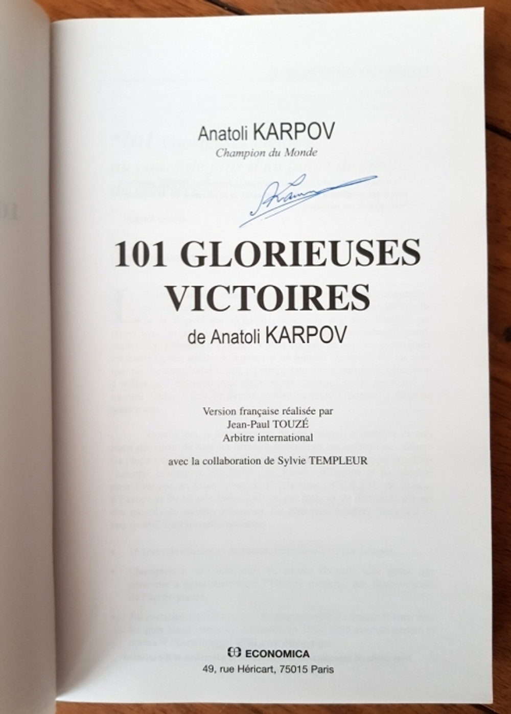 "101 glorieuses victoires de Anatoli Karpov". Anatoli Karpov