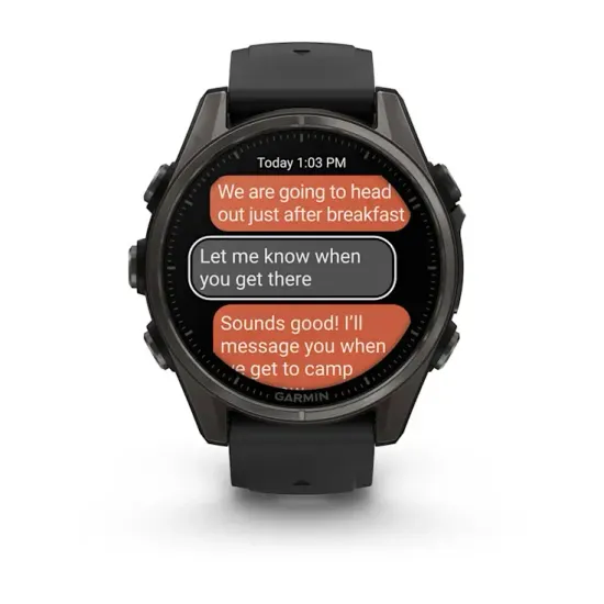 Мультиспортивные GPS часы Garmin Fenix 8S (43 mm) AMOLED, Sapphire Carbon Gray DLC Titanium with Black/Pebble Gray Silicone 010-02903-21