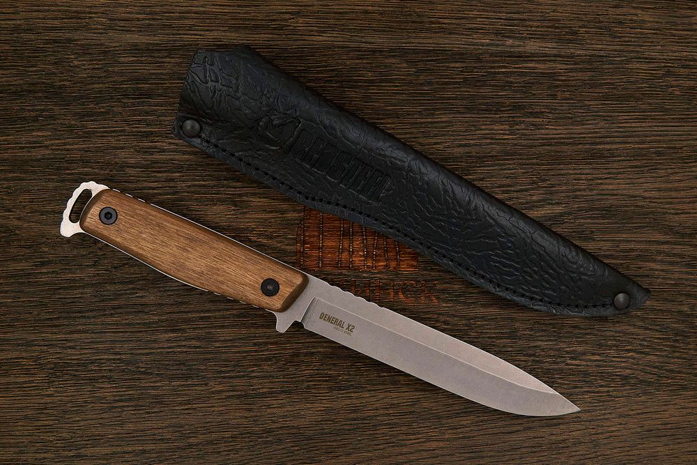 Нож туристический (разделочный) Kizlyar Supreme General X2, клинок 140мм, 420HC, орех