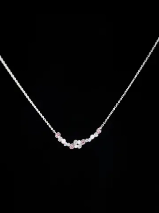 Тонкое колье Млечный путь с розовыми кристаллами Swarovski