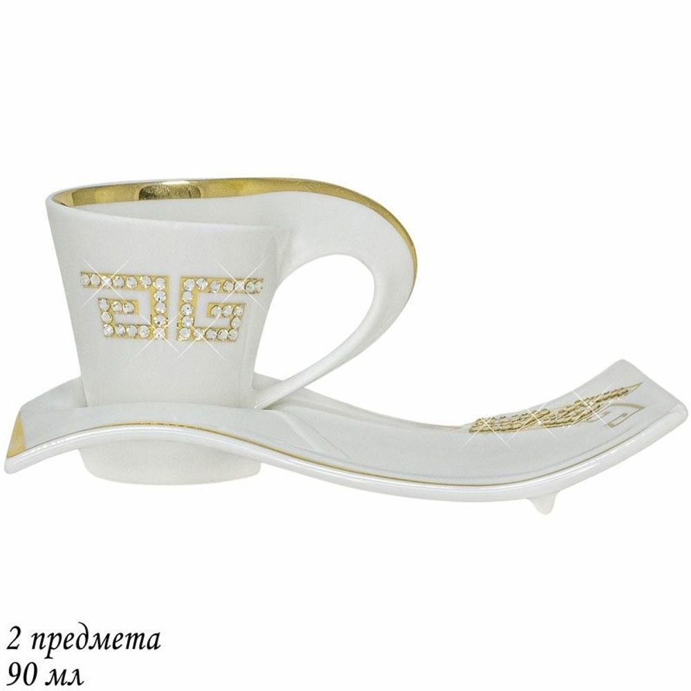 Lenardi 108-079 Кофейный набор 2пр.90мл. в под.уп. GIVENCHI GOLD (х24) Фарфор