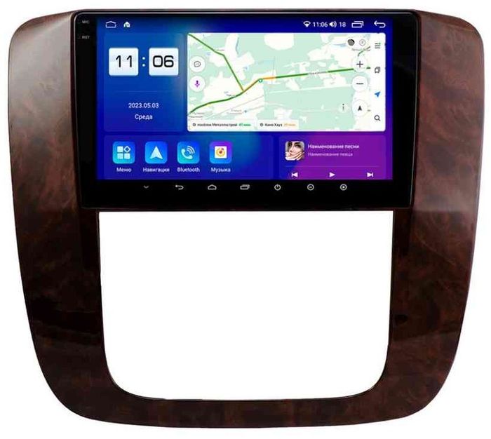 Магнитола для Chevrolet Tahoe 2006-2014 (рамка глянец дерево) - Parafar PF041T1LUX1RN2K на Android 13, Быстрая, QLED+2K, CarPlay, 4G SIM-слот