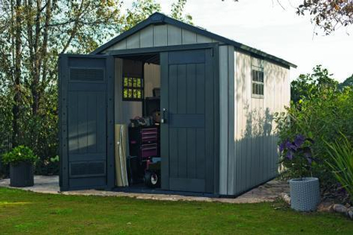 Пластиковый сарай Keter Oakland 7511, серый (размеры 210 х 342 см)