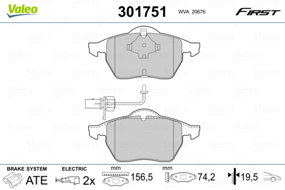 VALEO - 301751-VAL - Brake Pad Set, disc brake