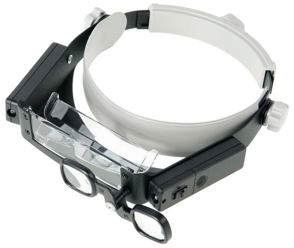 Лупа Kromatech налобная 1,5/3/6/8/17x, с подсветкой (2 LED) MG81007-P