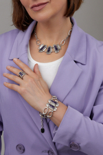 HMG MT Enamel Silver Колье chain mix арт.1490, с лавандовой эмалью