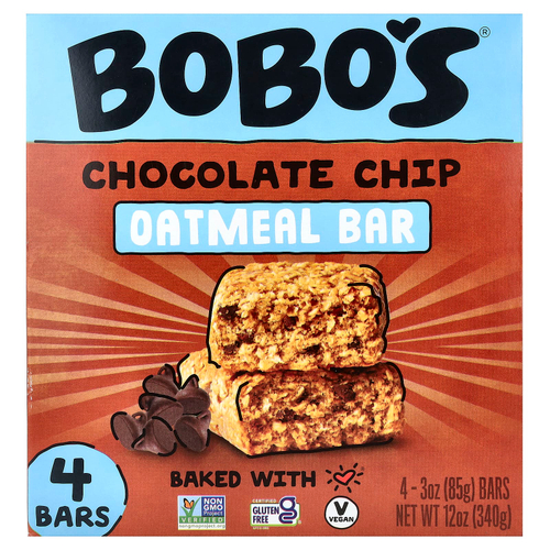 Bobo's Oat Bars, овсяный батончик, с шоколадной крошкой, 4 батончика по 85 г (3 унции)