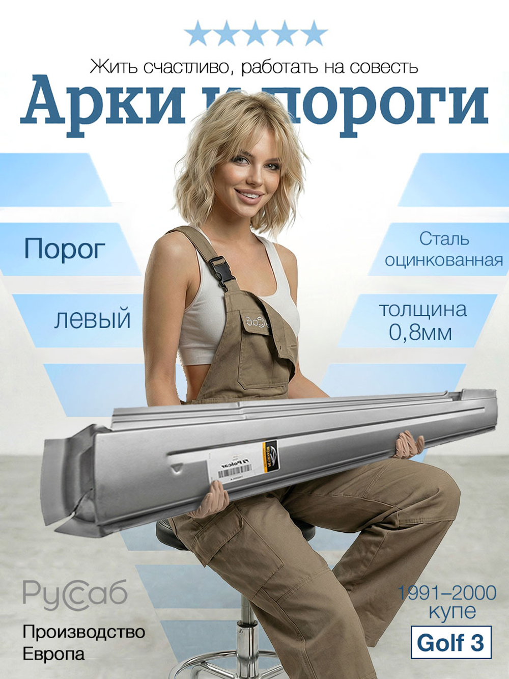Порог левый Volkswagen Golf 3 купе (Potrykus)