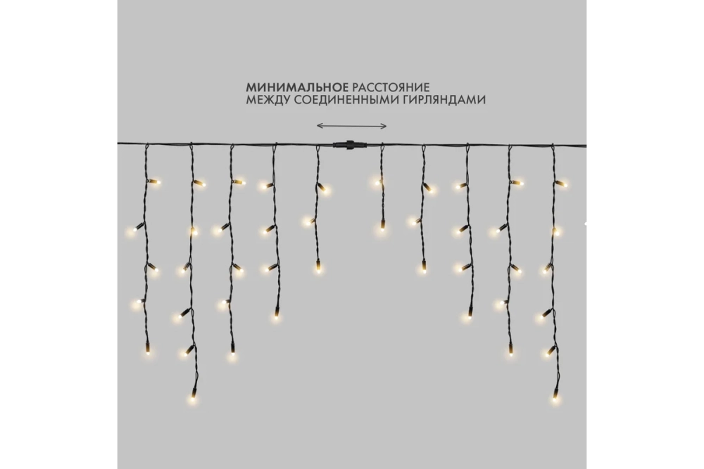 Гирлянда Neon-Night Бахрома 4,0x0,6 м, черный каучук, IP67, 128 LED теплый белый 255-226