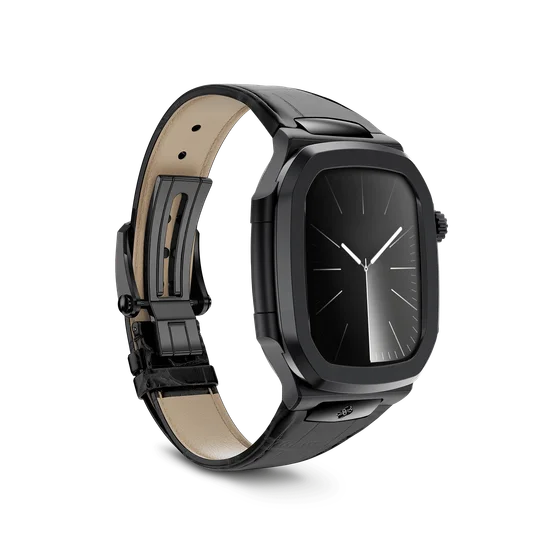 Корпус для Apple Watch ROL45 - Чёрный/Натуральная кожа