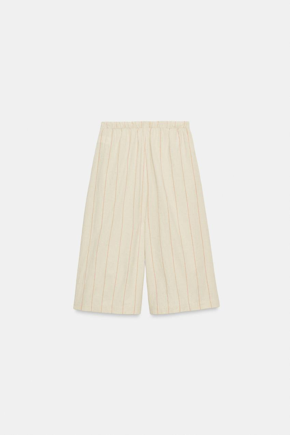 ZARA БРЮКИ-КЮЛОТЫ ИЗ СМЕСОВОГО ЛЬНА В ПОЛОСКУ, ПОЛОСКИ