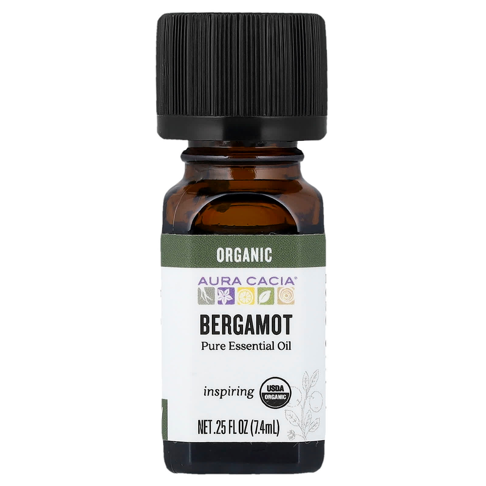 Aura Cacia, Чистое эфирное масло, органический бергамот, 7,4 мл (0,25 жидк. унции)