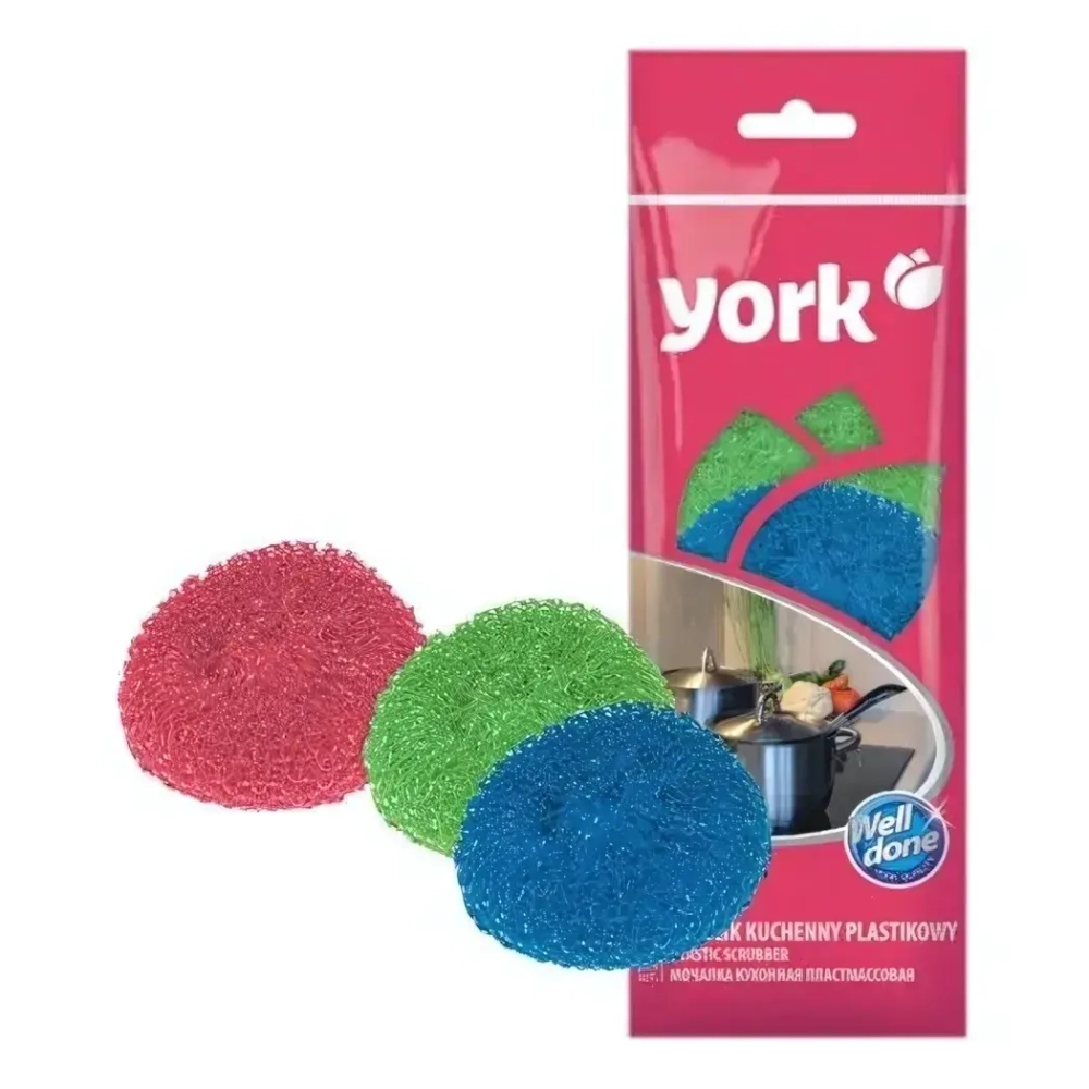 Губка для посуды пласт. 3 шт. York