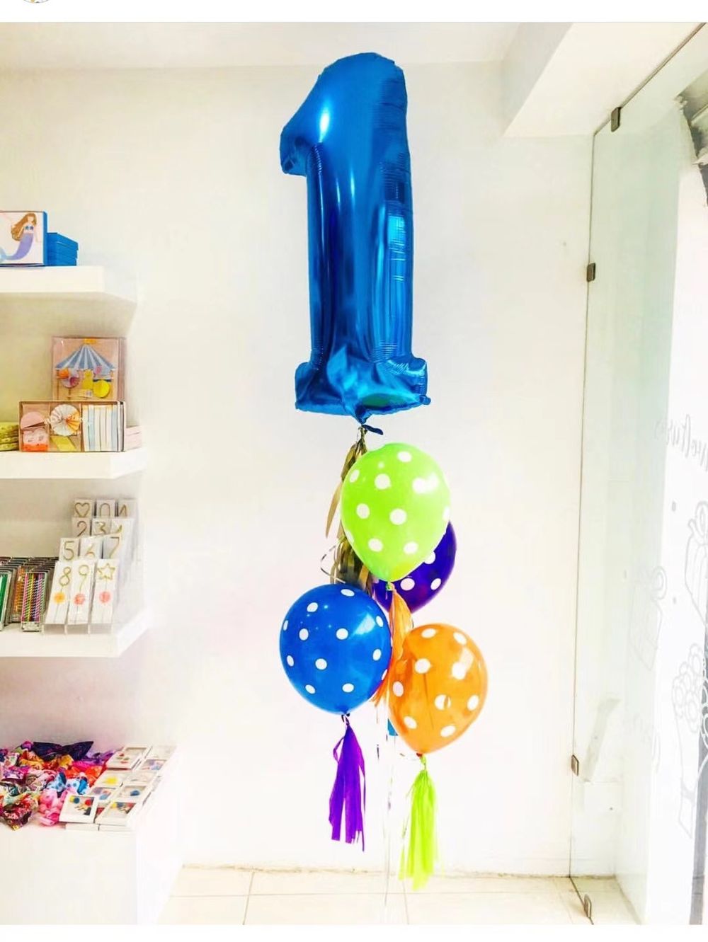 Шар (40"/102 см) Цифра, 1, Синий, 1 шт. в упак.