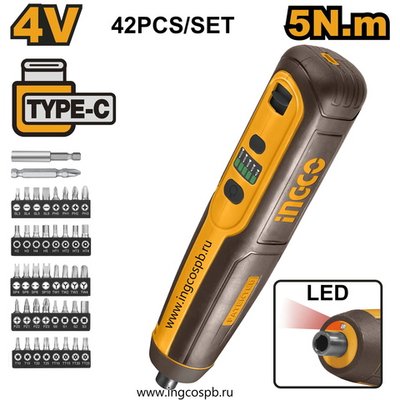Аккумуляторная отвертка 4В, 5Hm, 1/4 SUPER NGCO CSDLI0406