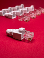 50 пар. Коннектор и колпачок для интернет кабеля RJ45 cat.5e 8P8C, неэкранированный, штекер для витой пары, для разъемов коннектора патч корда, для интернет кабеля диаметр 6,5 мм, белый
