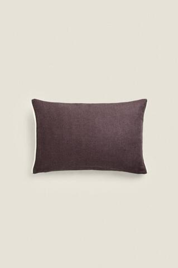 ZARA HOME ЧЕХОЛ НА ПОДУШКУ С КОНТРАСТНОЙ ОКАНТОВКОЙ, КОРИЧНЕВЫЙ