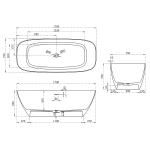 Ванна Солид Серфейс (Solid Surface) Vincea VBT-6S02MW, 1700*720*550, белый матовый, щелевой перелив,