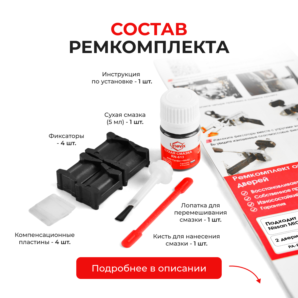 Ремкомплект ограничителей дверей Nissan MICRA (III) K12 (2 двери, тип 12) 2002-2010
