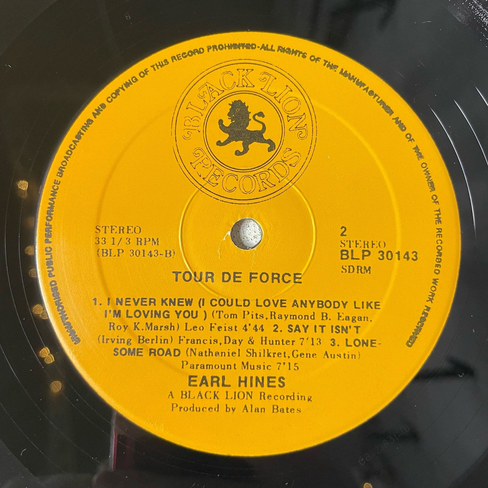 Винтажная виниловая пластинка LP Earl Hines Tour De Force (UK 1973)