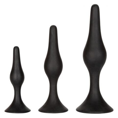 Набор черных силиконовых анальных пробок Silicone Anal Starter Kit (Цвет: черный)