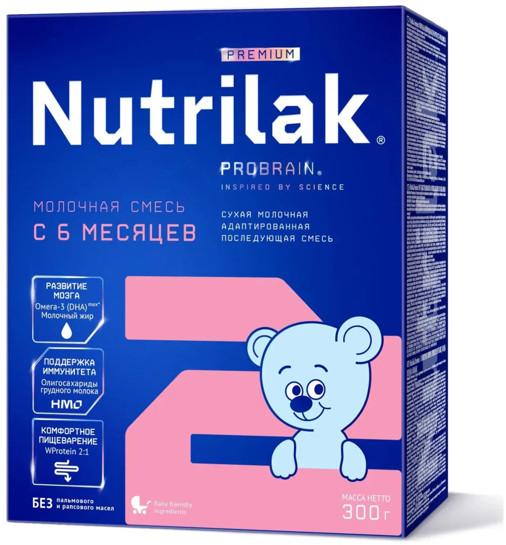 Смесь сухая Nutrilak Премиум 2 (6-12 мес) 600 г с пребиотиками и нуклеотидами