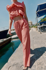 ШИРОКИЕ БРЮКИ В КЛЕТКУ ВИШИ — ZARA
