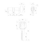 Цилиндровый механизм (Z402/90) Z4002Knob90(40+10+40) с вертушкой PB латунь
