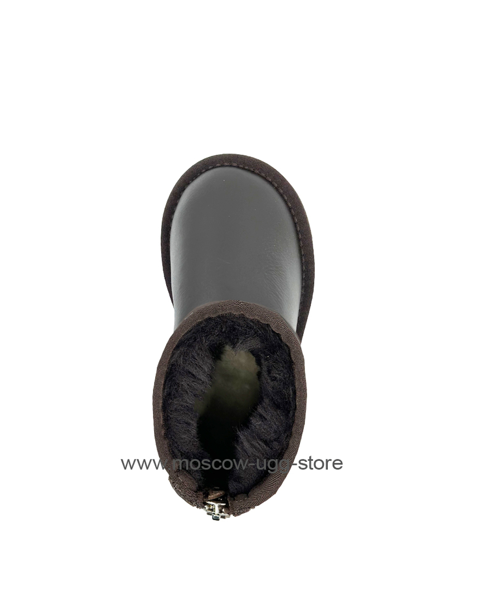 KIDS CLASSIC SHORT ZIP LEATHER chocolate