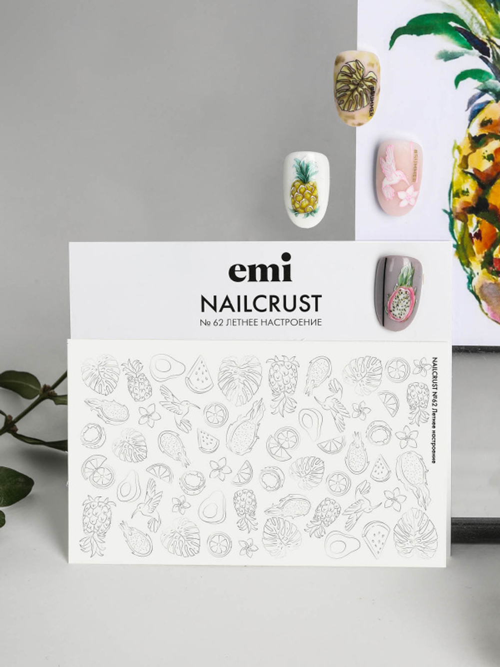 NAILCRUST Трафареты-слайдеры №62 Летнее настроение (на непрозрачной белой подложке)