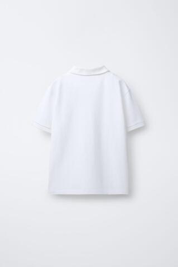 ZARA БАЗОВОЕ ПОЛО ИЗ ПИКЕ, БЕЛЫЙ
