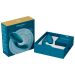Бирюзовый вибратор 20,3см с вакуумным стимулятором Womanizer Duo 2 Petrol WZ142SG8